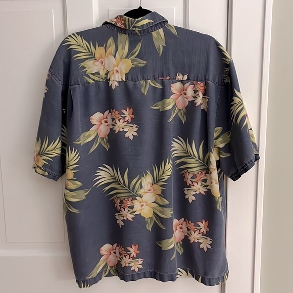 Jamaica Jaxx Hawaiian Floral Leaf Print Shirt 100% Silk Mens XXL Wooden Buttons - Picture 5 of 6